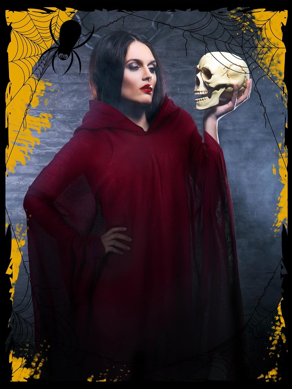 Fourluoo Halloween Grim Reaper Costume Medieval Renaissance Hooded Cloak Gothic Wizard Cape for Adult Halloween Cosplay