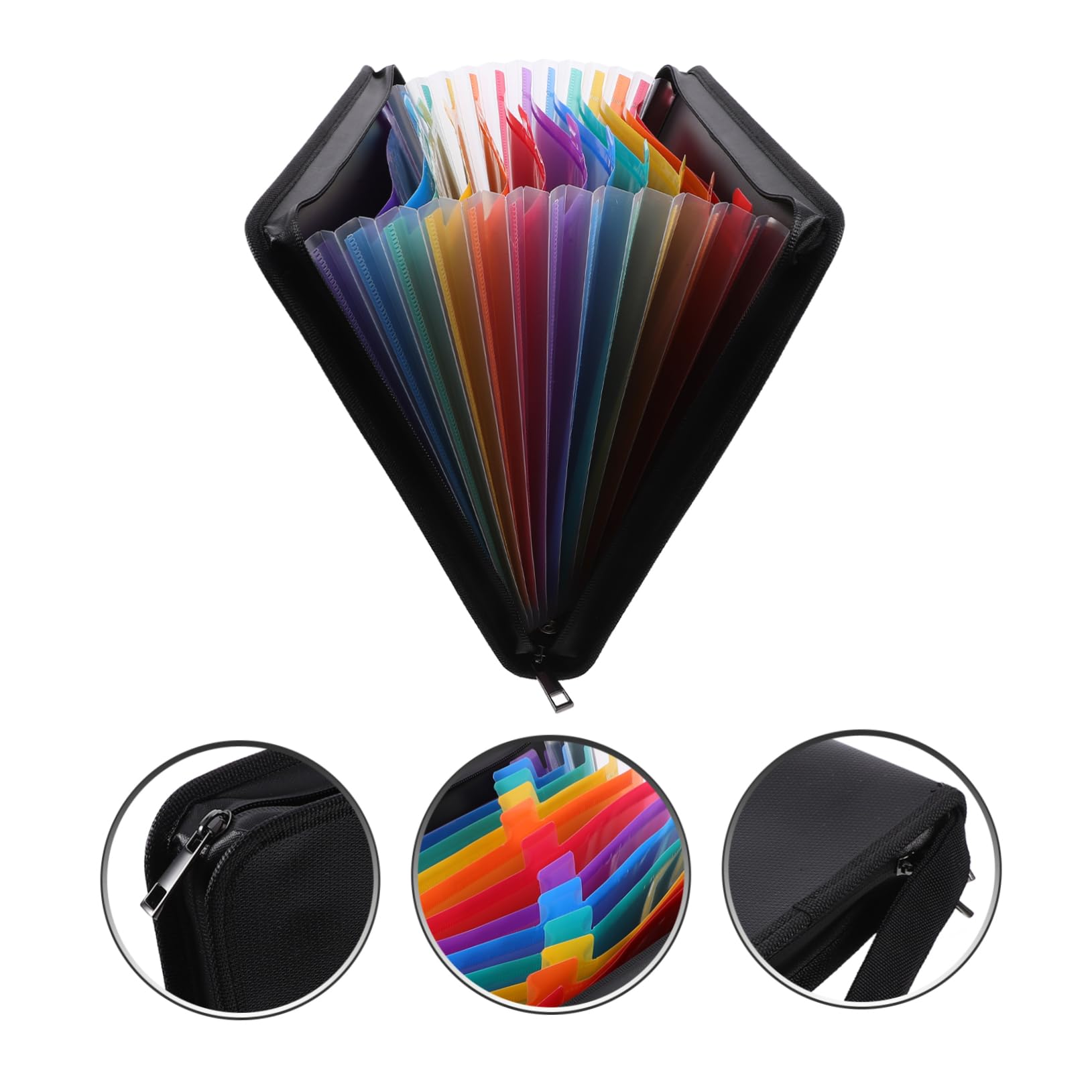 Carpeta Expandible de Archivos A4 Negra con 12 Bolsillos | Pp y Tela No Tejida, Formato Acordeón, para Oficina y Hogar, Portátil y Fácil de Guardar