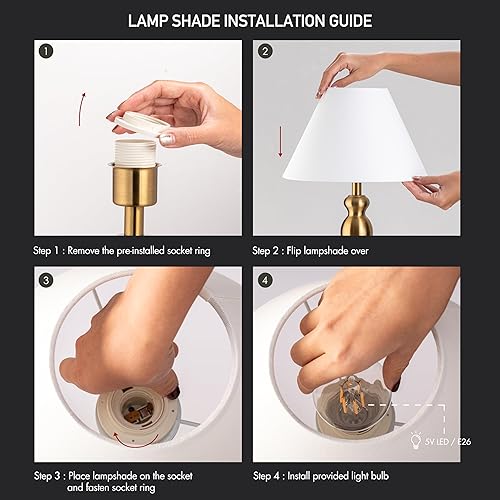 Miniatura 7 de O'Bright Ember - Lámpara de mesa inalámbrica, recargable, regulable al tacto, funciona con pilas, bombilla LED E26, carga rápida tipo C, lámpara