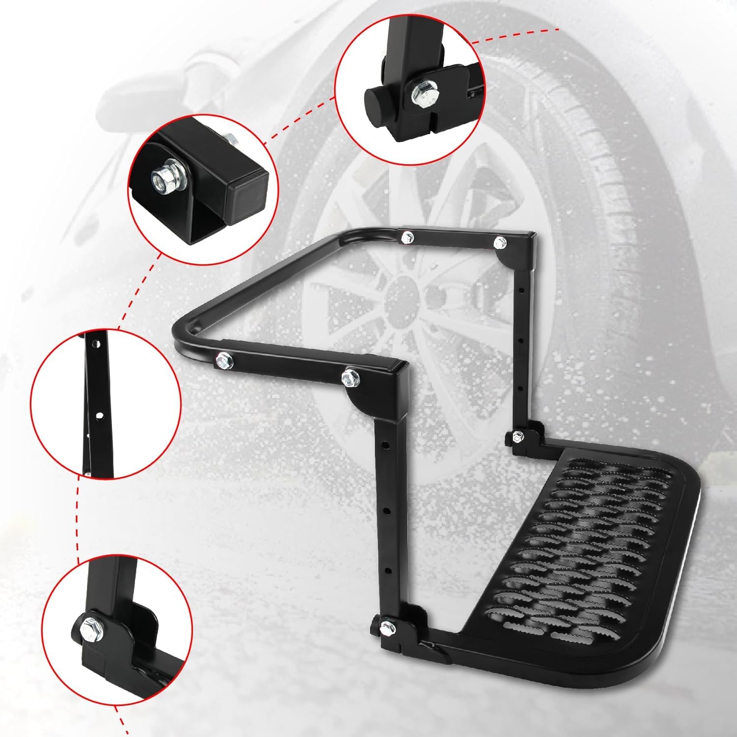 Livello pneumatico antiscivolo pieghevole per camion, SUV e camper, montaggio pneumatici regolabile, resistente, adatto per la maggior parte dei pneumatici da 22,9 cm a 33 cm, fino a 150 kg
