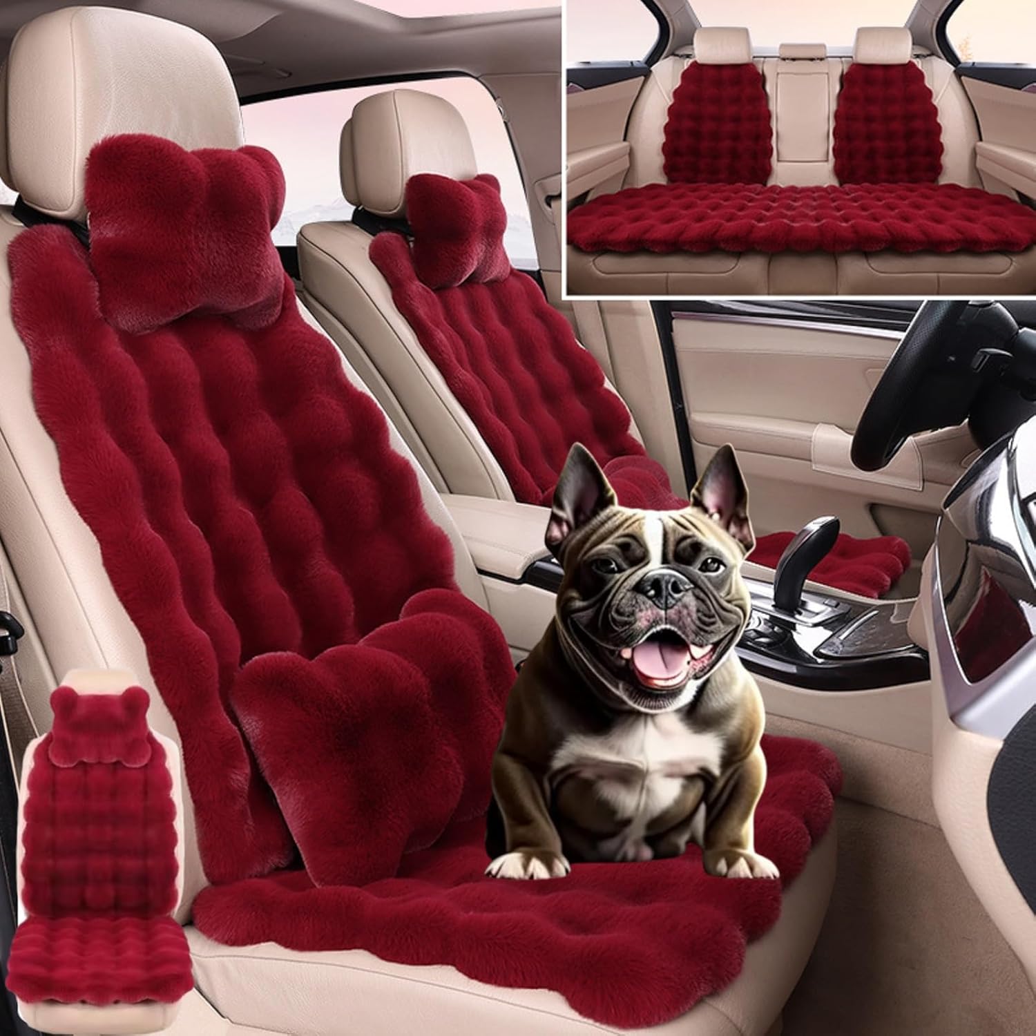 BIVOO Luxury Thickened Plush Car Seat Cushion Set,Winter