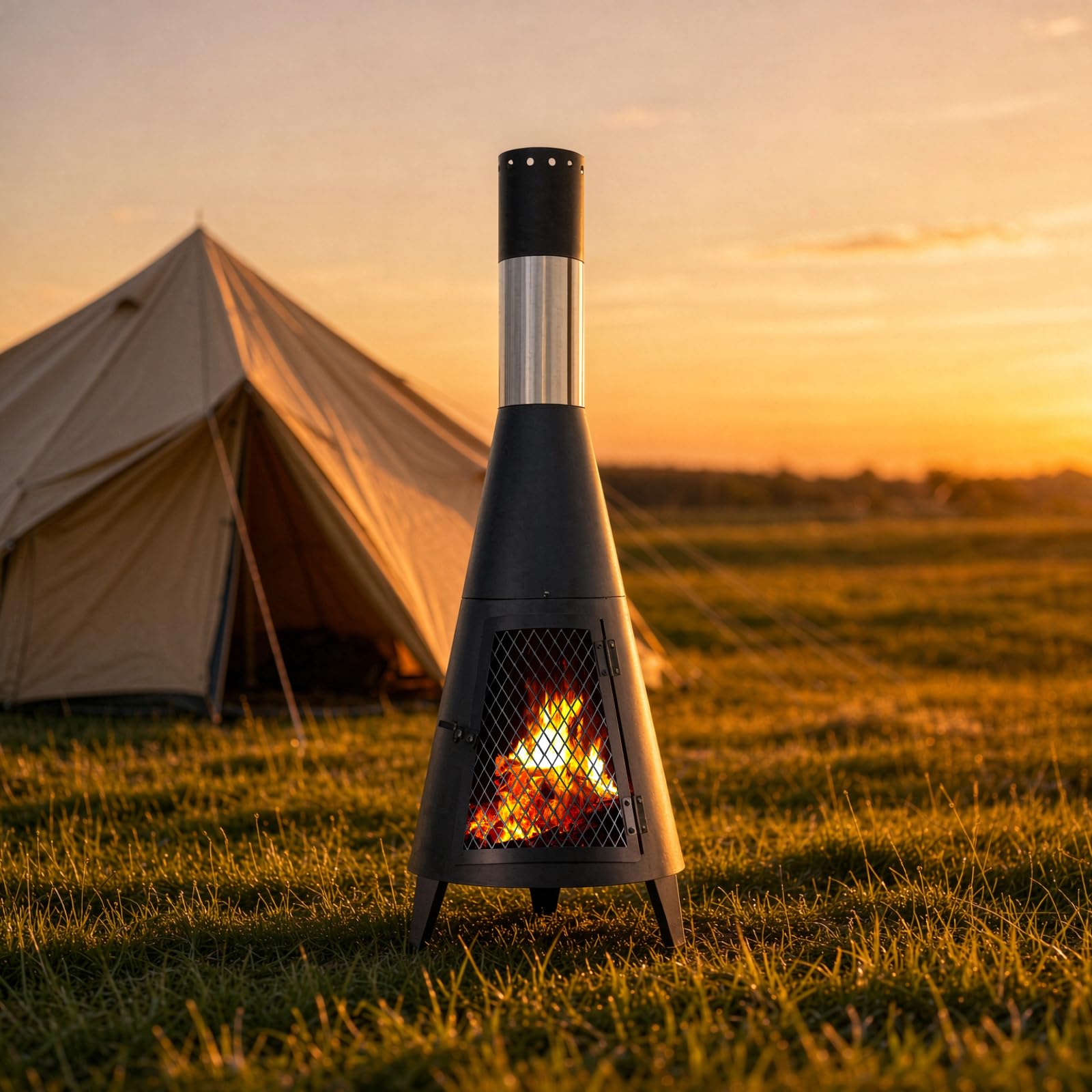 zelt kaminofen BDL Außenkamin Holzfeuerstelle mit Gitterschirm festival low chair Assos EQUIPE R S11 Ausführung:Fiamma F35 Pro 270 cm Gehäuse titanium silber / Tuch Royal grey Art.Nr. 43778 Hersteller-Artikel-Nr. 06762C01R