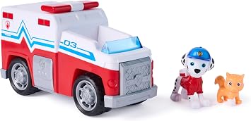 Paw Patrol Search & Rescue Marshall s Truck With 2 Figures | Action Rescue Vehicle, Pull-Back Action, Marshall & Kitty Figures, Pretend Play, Kids Toys for Boys & Girls Ages 3+