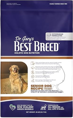 Best Breed Dr. Gary's Dieta para perros mayores (reducción de calorías) fabricada en Estados Unidos Alimento seco natural para perros - 28 libras,