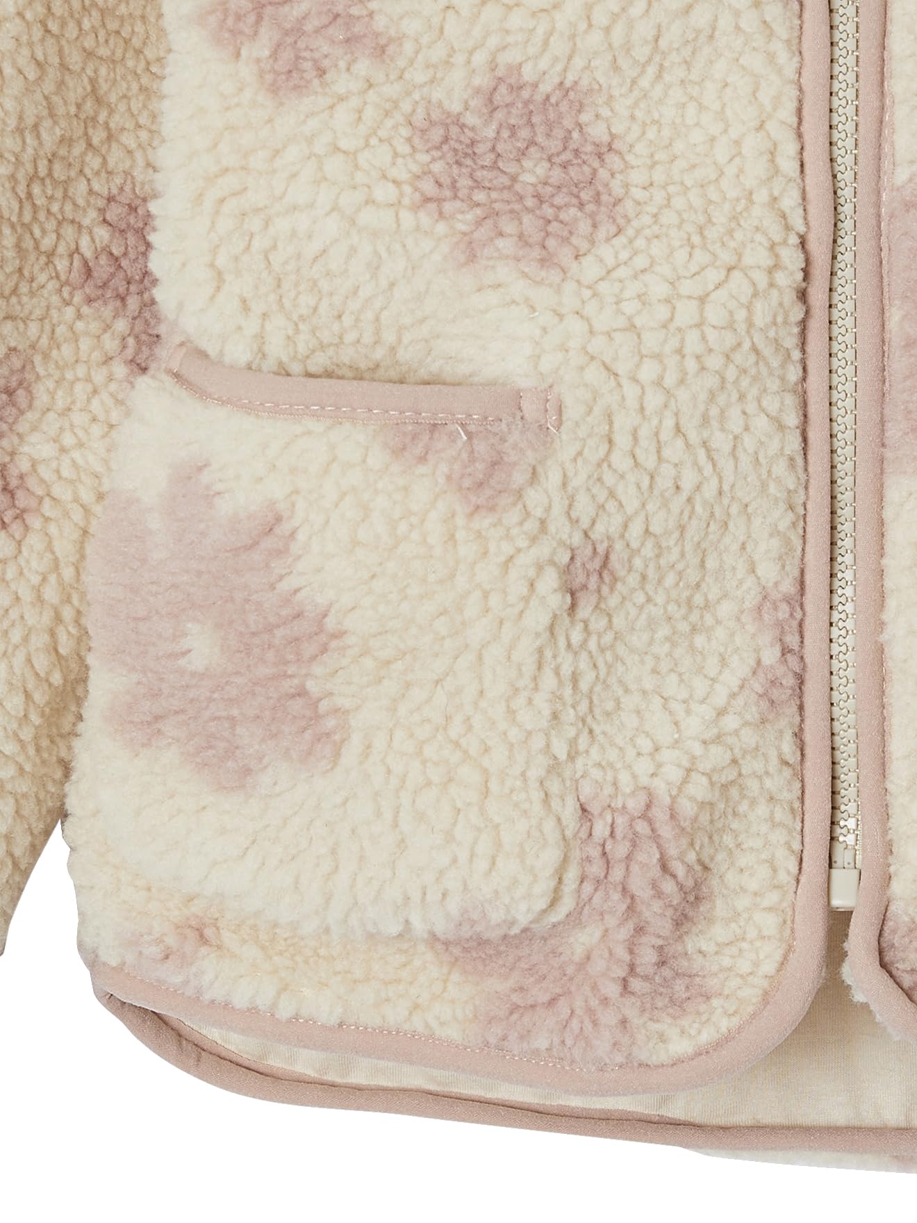 Vertbaudet Übergangsjacke aus Teddyfleece mit Kapuze, Herzen- oder Blumenmuster Mädchen