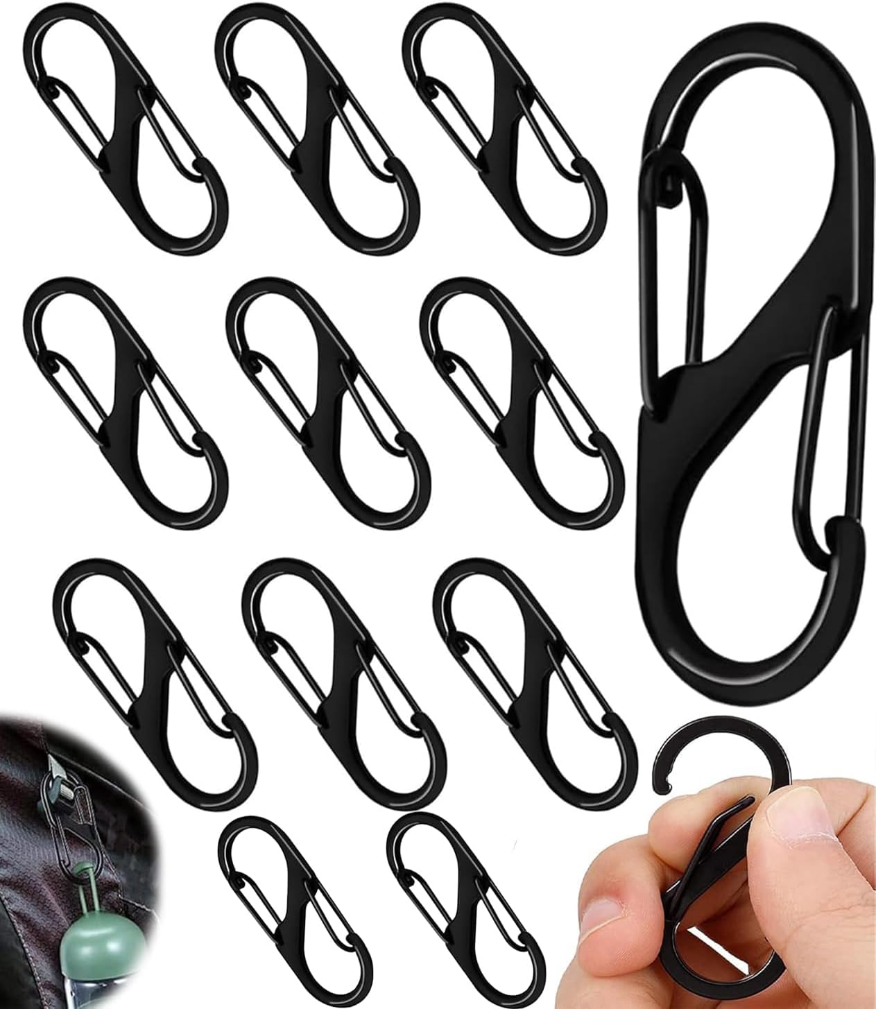 12PCS Carabiner, Dual Hook S Keychain Hook, Quick Release Design, (40 * 19mm) Hook Keychain Versatile for Backpack, Camping, Organizing, Multi-Purpose Durable S Keyring - Outdoor Gear Essentials