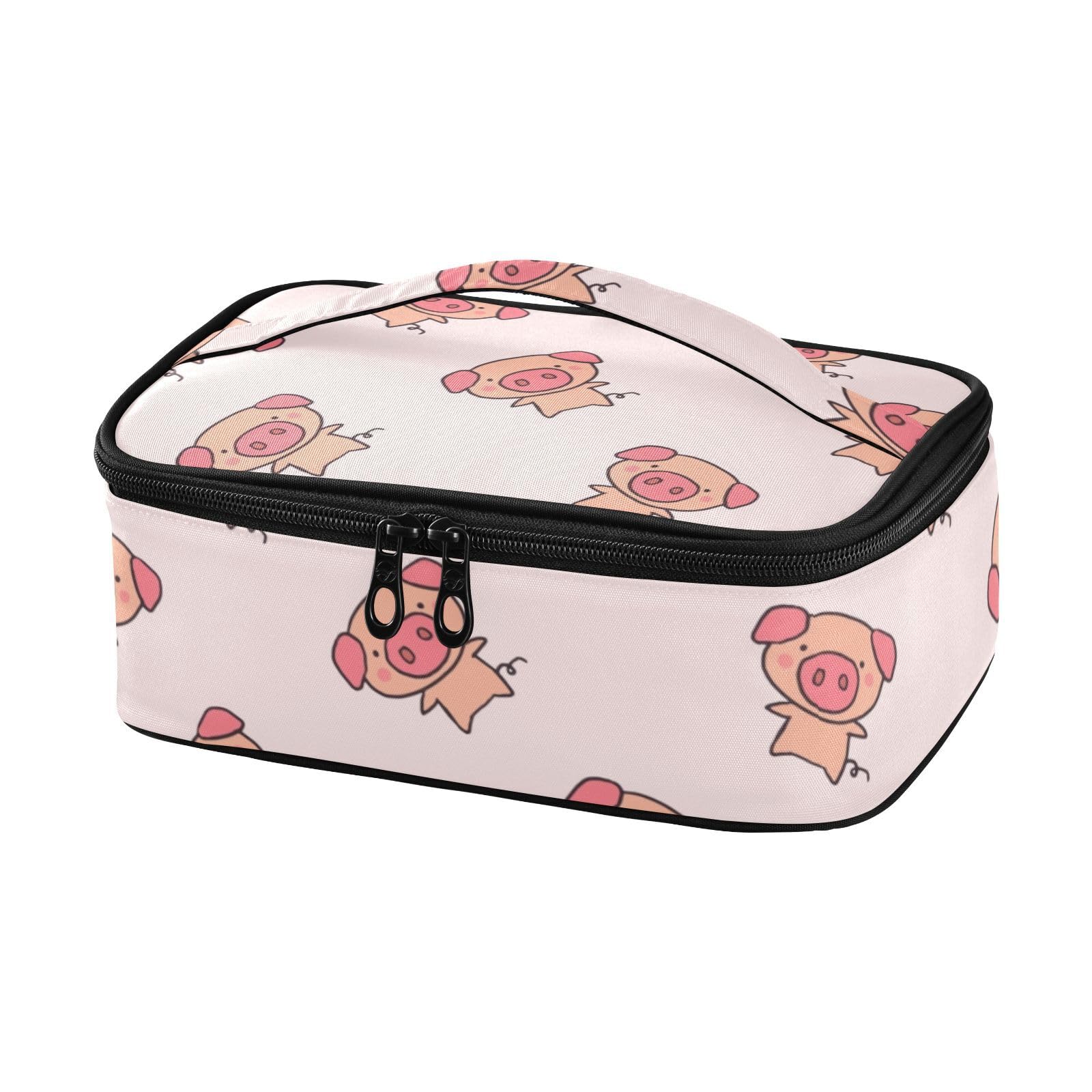 OWFKAY Lunch Box for Men WomenοΌSmall Insulated Lunch Box with Handle Portable Thermal Cooler Box for Work, School, Picnic Outdoor-Cute Cool Piggy