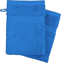 Face Cloth Wash Mitt Set Pack of 4, 100% Organic Cotton - 500GSM Thick With Hanging Loop, Size 16cm x 21cm, Flannel Glove Pack Soft & Absorbent (Blue)