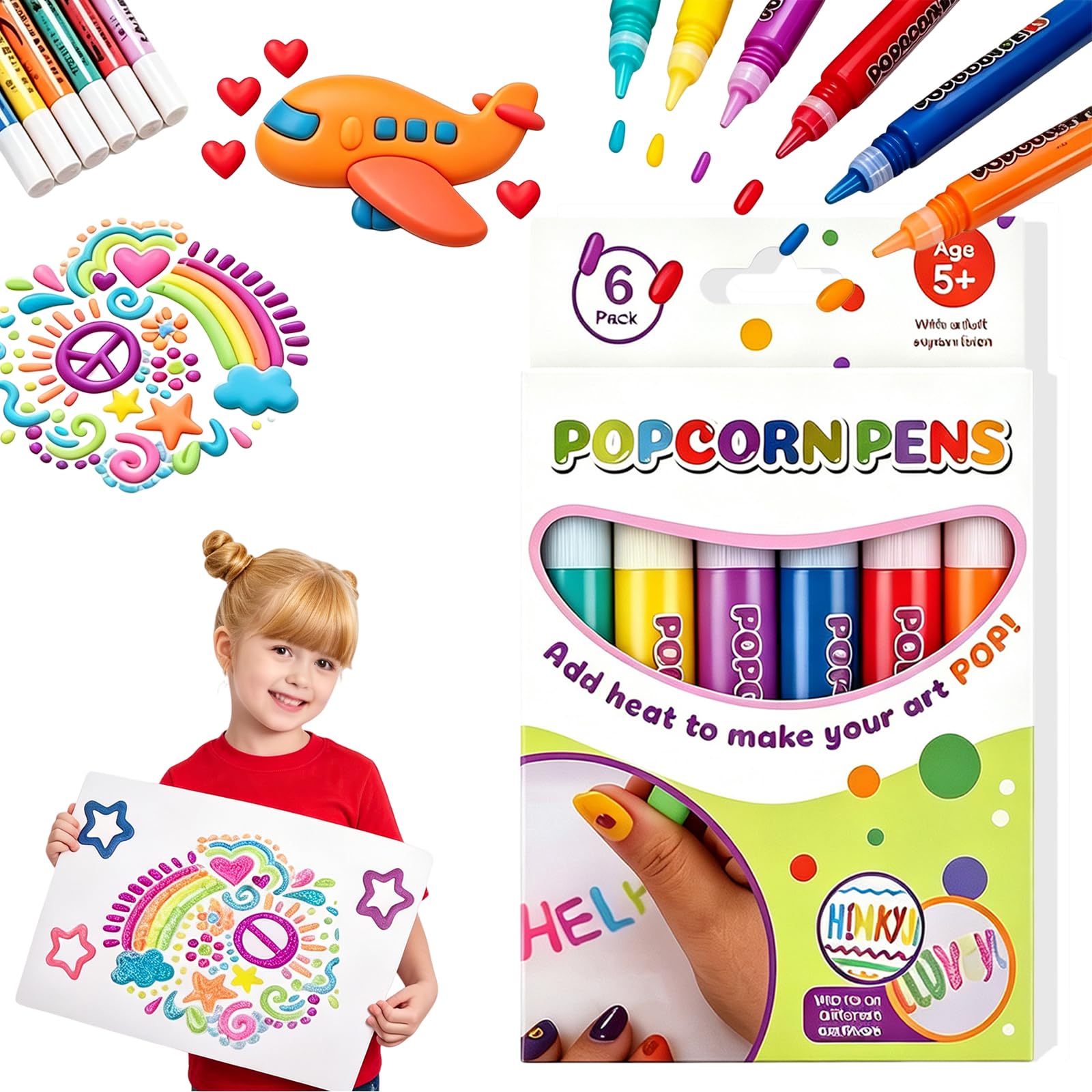 popcorn pens for kids &3d bubble pen magic puffy pens drawing，1 item
