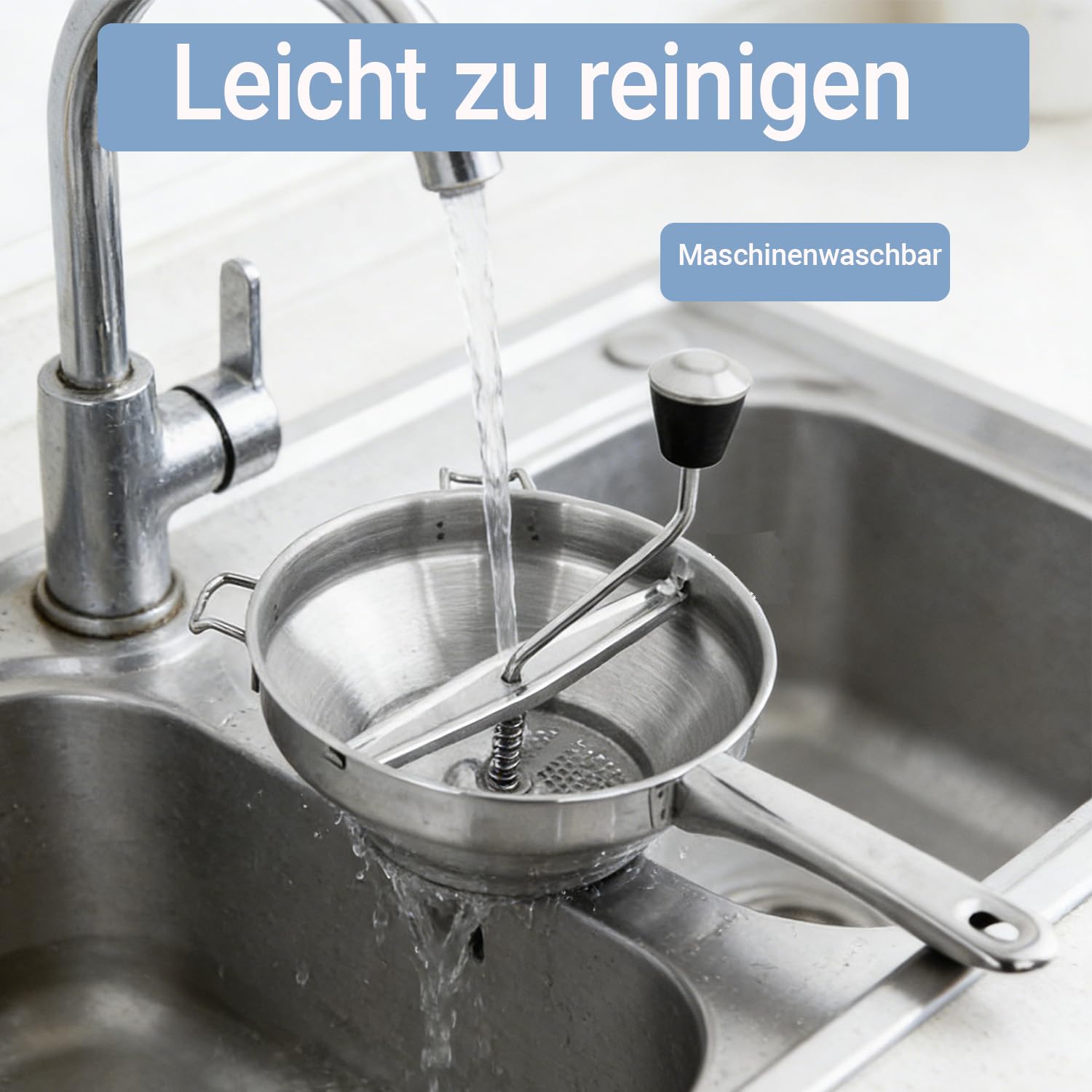 Passiergerät mit 3 Passiersieb,Manuelle Kartoffelstampfer Edelstahl,Classic Potato Masher,Kartoffelpresse Edelstahl,Passiermühle Gemüsemühle,für Soße, Kartoffelpüree,Marmelade