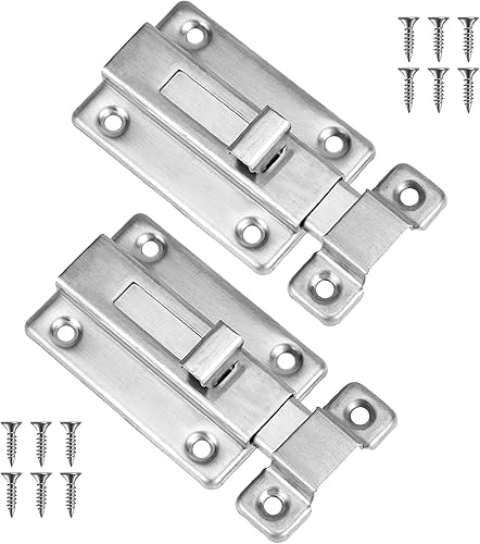 Cerradura de puerta corredera resistente, 2 juegos de pernos deslizantes de acero inoxidable, pestillo de puerta grueso, cerradura de puerta de