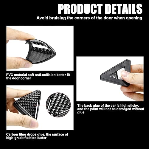 Miniatura 6 de 2 protectores de esquina para puerta de automóvil, 1.81 x 2.28 x 2.67 pulgadas, fibra de carbono, impermeable, anticolisión, accesorios decorativos