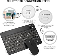 Vista 5 de Teclado Bluetooth Ultradelgado Portátil Mini Inalámbrico Recargable para Apple iPad iPhone Samsung Tablet Teléfono Smartphone iOS Android Windows