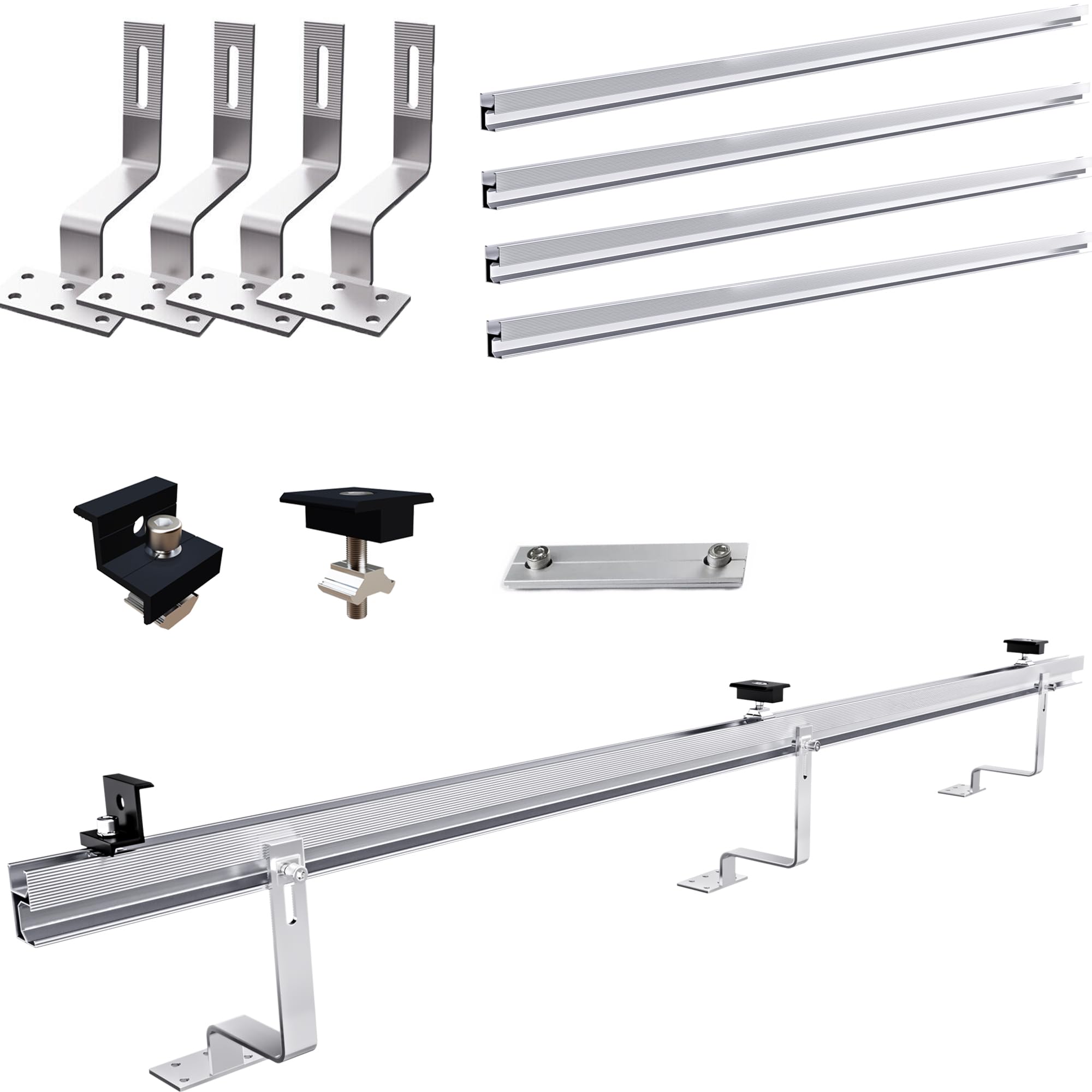 Rail De Montage Pour Panneau Solaire En Aluminium, 40 X 40 Mm, Profil De Fixation Photovoltaïque (4 Bornes Centrales