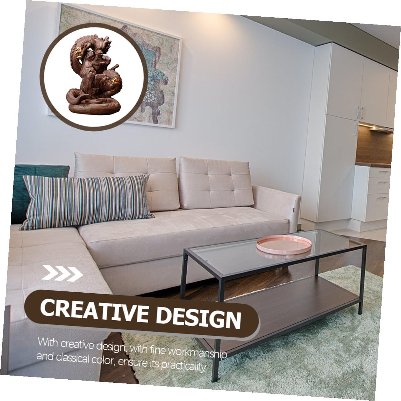 GARVALON Dragon Backflow Incense Holder Purple Sand Censer Creative Dragon Statue Decor for Home and Office Aromatherapy with Incense Stick and Cone Holder