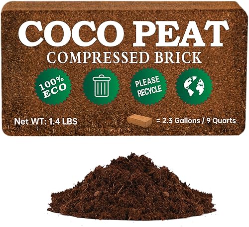 Ladrillo de coco de 1.4 libras, el bloque de coco se expande 2.3 galones / 9 cuartos de galón de tierra orgánica para macetas, turba para todas las