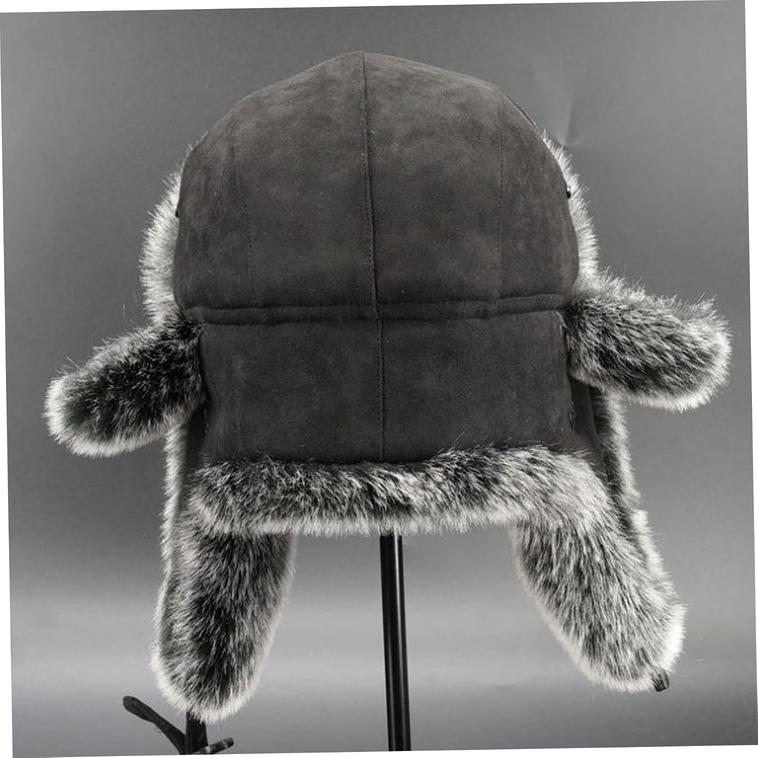 Trapper Hat Cold Weather Russian Hats use for Men Winter Thick Furry Earflap Cap Windproof Cycling Ski Hunting Cap Black