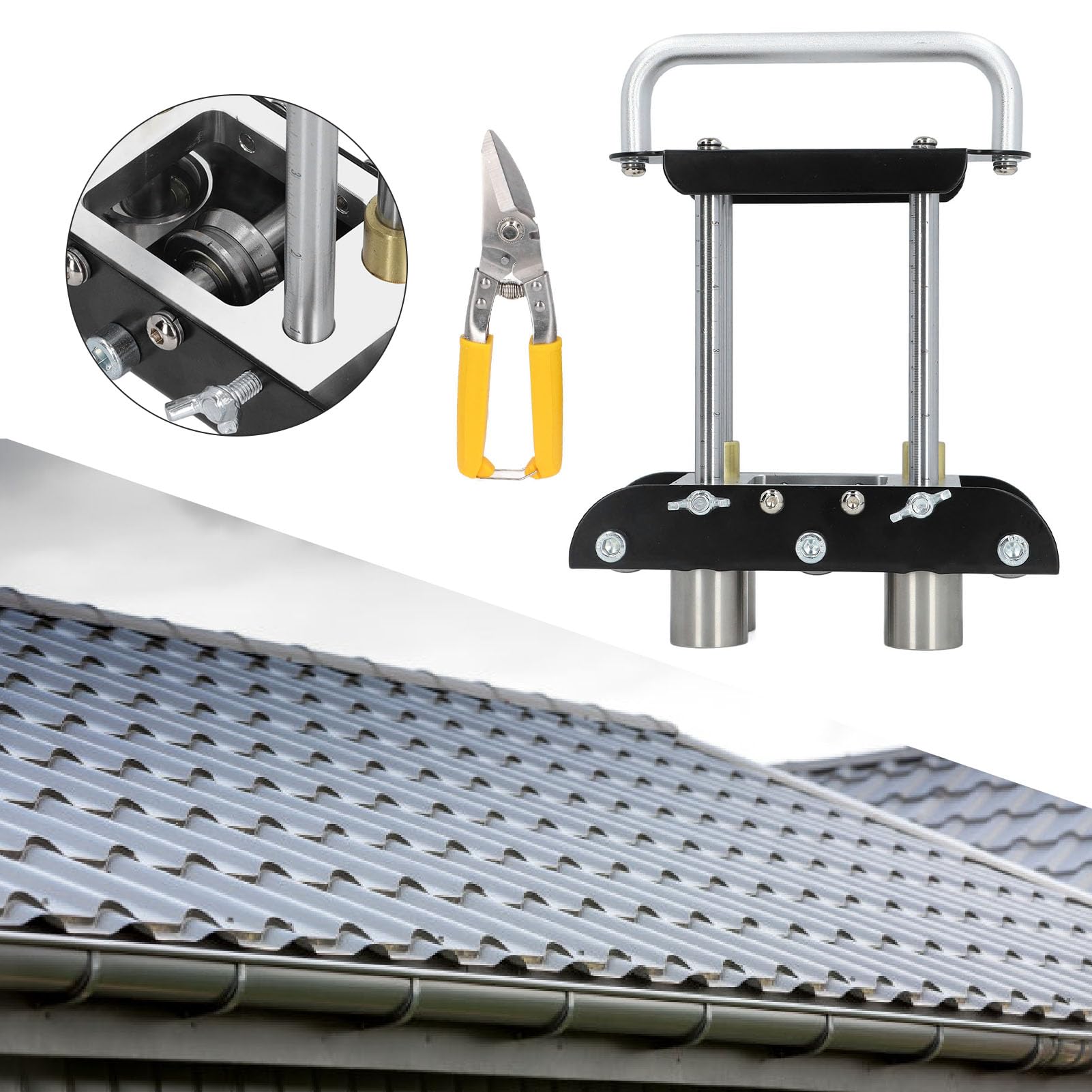 2-stanowiskowa Rolka Krawędziowa do Gięcia Metalowych pokryć Dachowych Pod Kątem od 0 do 90°, Giętarka Rolkowa do Blachy Pasuje do Stali o Grubości od 0,3 do 1 Mm, Wykonując