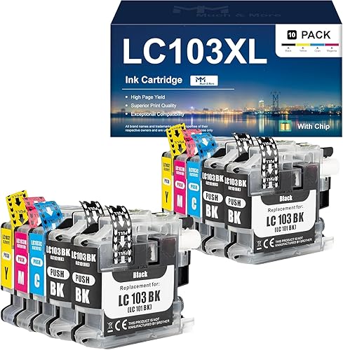 Miniatura 1 de MM MUCH & MORE Cartucho de tinta de repuesto compatible para Brother LC103 LC101 LC103XL LC103CL para usar con impresora MFC-J870DW MFC-J6920DW