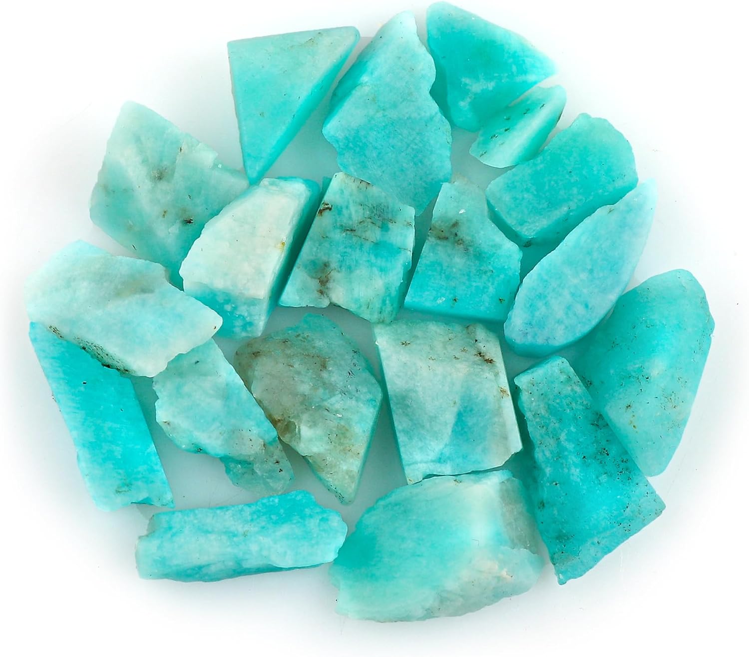 CRYSTALIS (35pcs.) A++ Ultra Blue Amazonite, Natural Raw Gemstone, High Grade Loose Wholesale Bulk Rough Jewelry Making Supply, Wire Wrapping, DIY, Gem Collection, Tumbling (8-12mm size)