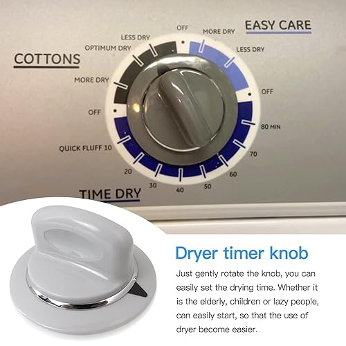 Miniatura 4 de 2x Dryer Timer Control Knob wMetal Ring Repl.#PD00001486 for Ge Hotpoint GTDX300EM0WS, GTDL310EM0WS, GTDL310EM1WS