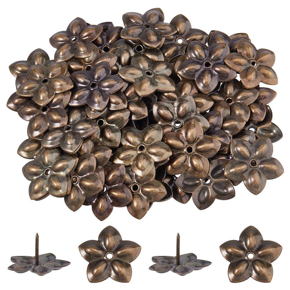 Clous d'ameublement vintage fleur en bronze antique à haute résistance pour canapé