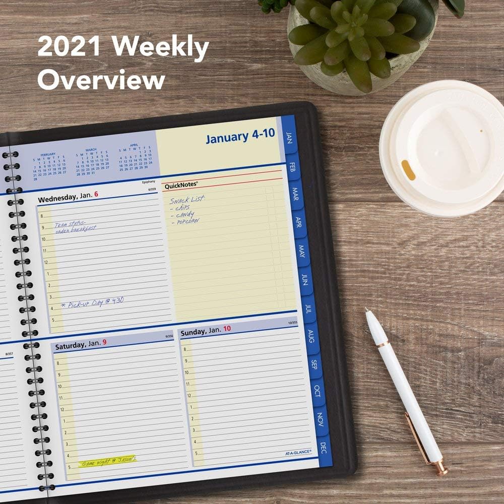 2021 Weekly & Monthly Appointment Book & Planner by AT-A-GLANCE, 8" x 10", Large, QuickNotes, Black (76010521)