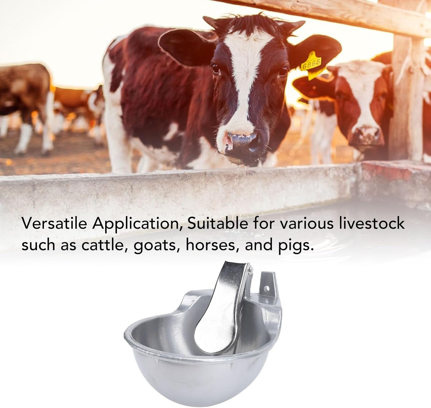 Animal Drinking Water Bowl, Livestock Automatic Waterer Bowl Self Filling Drinking Water Trough Outdoor Alloy Anti Slip Drinking Bowl Water Dispenser for Pig, Goat, Sheep, Cattle