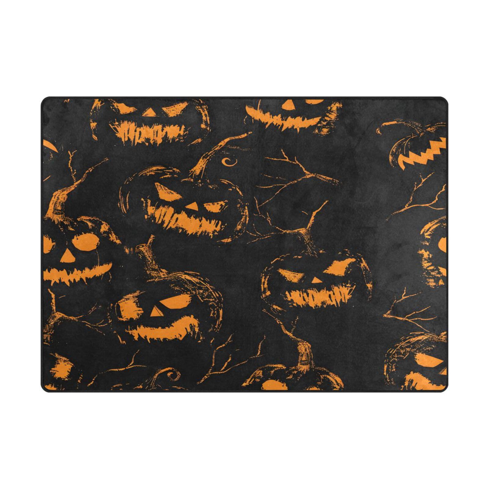 Tapis de sol contemporain motif citrouille pour chambre cocooning et salon
