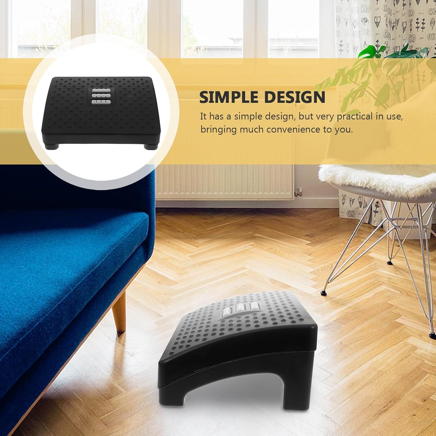 Office Desk Footrest Black Footstool Height Lightweight Portable Foot Support Stool for Comfortable Sitting and S Piano Footrest