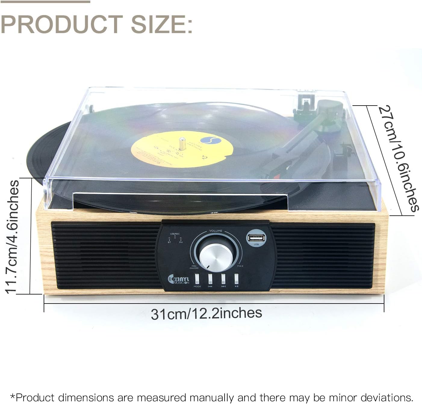 One-Day Sale: Up to 70% Off Record Players, VINYL MUSIC ON Turntable with 3-Speed Bluetooth 5.0 Record Player with Built in Speakers, Belt Driven Vintage Style Vinyl Player, Supports USB Encoding/AUX in/RCA Output (Light Wood) Super Sale 🛒 Record Players, VINYL MUSIC ON Turntable with 3-Speed Bluetooth 5.0 Record Player with Built in Speakers, Belt Driven Vintage Style Vinyl Player, Supports USB Encoding/AUX in/RCA Output (Light Wood)