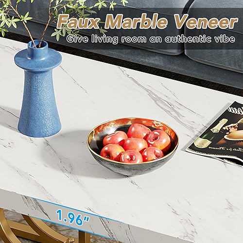 Miniatura 6 de LITTLE TREE Mesa de centro de 47 pulgadas, blancodorado