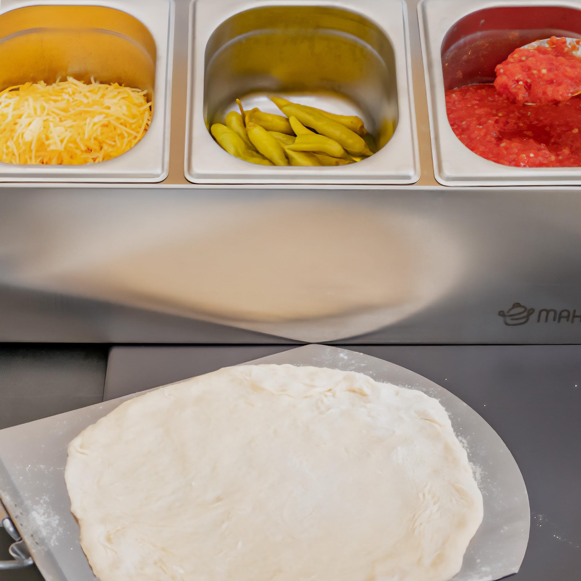 Mahlzeit Contenitore per ingredienti in acciaio inox 4 contenitori per catering da 1/6 GN con piedini in gomma | 71,5 x 22,5 x 24 cm