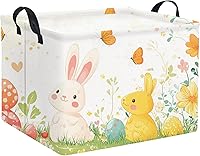 Vista 27 de HIYAGON - Cesta de Animales del Bosque Rectangular, Cesta de Almacenamiento para Bebé, Caja Organizadora de Almacenamiento, Caja de Decoración