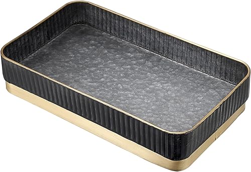 Miniatura 1 de Hipiwe Bandeja de hierro de metal de estilo industrial, bandeja galvanizada rústica rectangular para mesa de café, mesa de comedor, bandeja