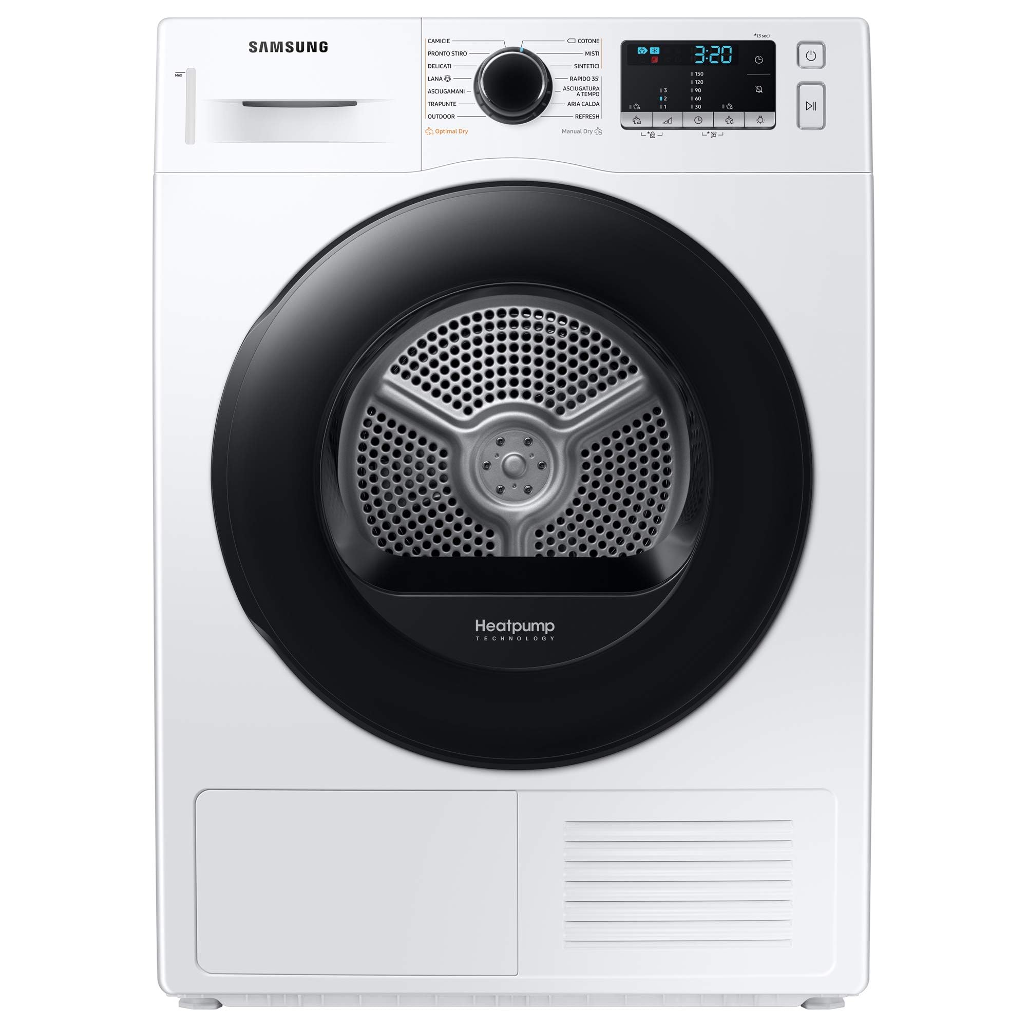Samsung Asciugatrice DV90T5240AT/S3, 9 Kg, a pompa di calore, 60 x 85 x 60 cm, Porta Reversibile, Libera installazione