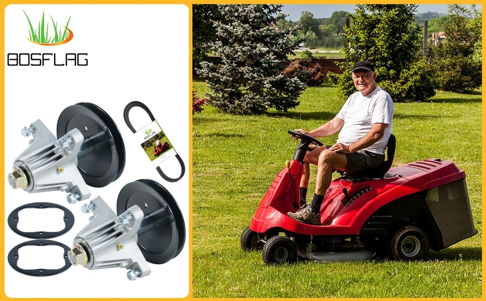 Miniatura 8 de Paquete de 2 conjuntos de husillo 918-06991 con correa 954-04060C que reemplaza el conjunto de husillo Troy-Bilt 918-06991 918 06991, Huskee lt4200