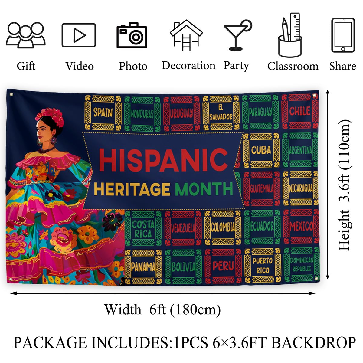 Hispanic Heritage Month Dekoration – Lateinamerikanisches Banner, 180x110 Cm, Aus Polyester Für Schule & Zuhause