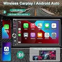 Vista 2 de Double Din Car Stereo Wireless Carplay Android Auto,7 Inch QLED Touch Screen Car Radio with AHD Rearview Backup Camera Bluetooth Dual Mic Mirror
