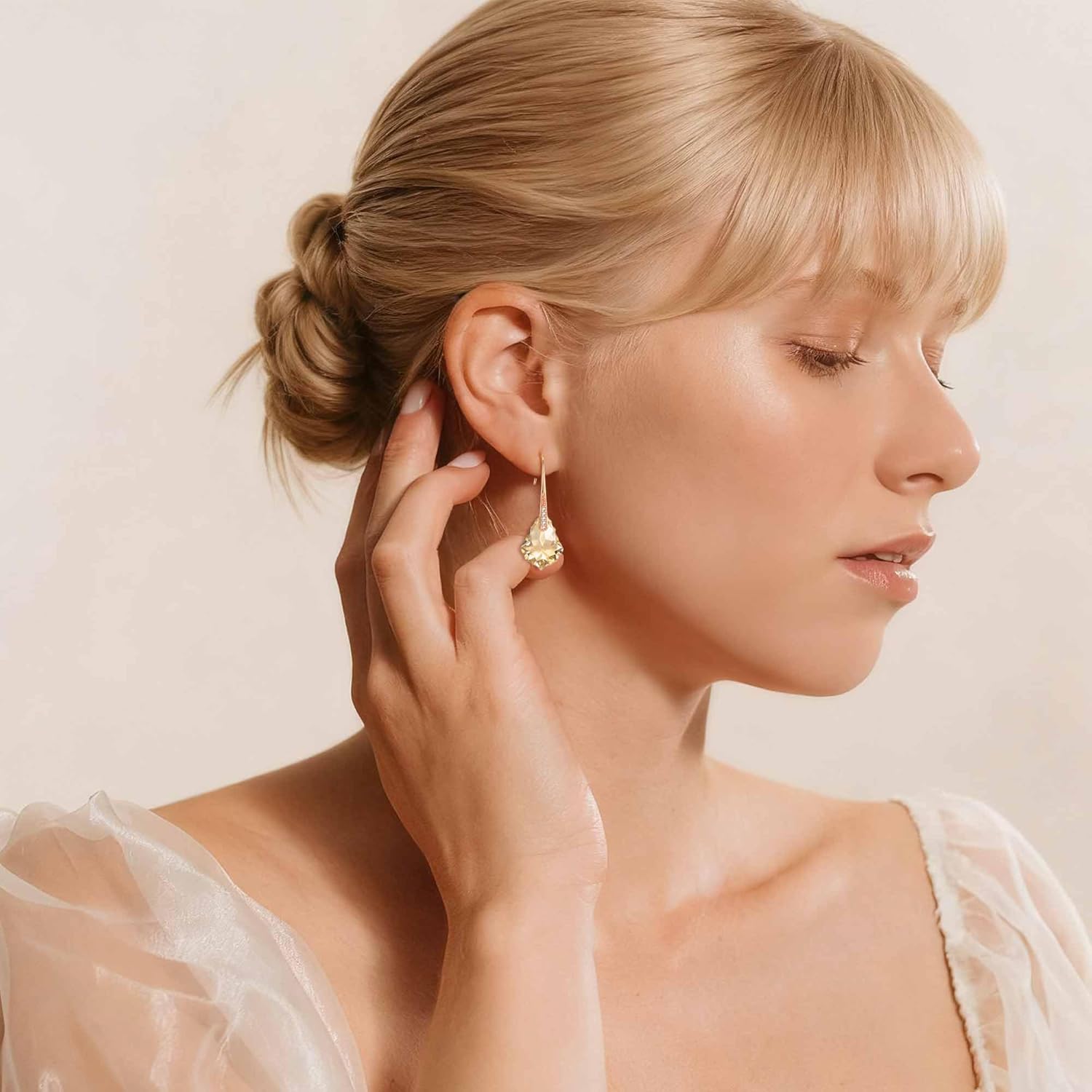 Dainty Austrian Crystal Baroque Drop Dangle Earrings for Women 14K Gold Plated Hook Earring Hypoallergenic Jewelry Gifts for Women - Image 2