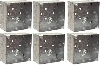 Hubbell-Raco 8232 2-1/8-Inch Deep, 1/2-Inch and 3/4-Inch Side Knockouts, Welded 4-Inch Square Box. Pack of 6
