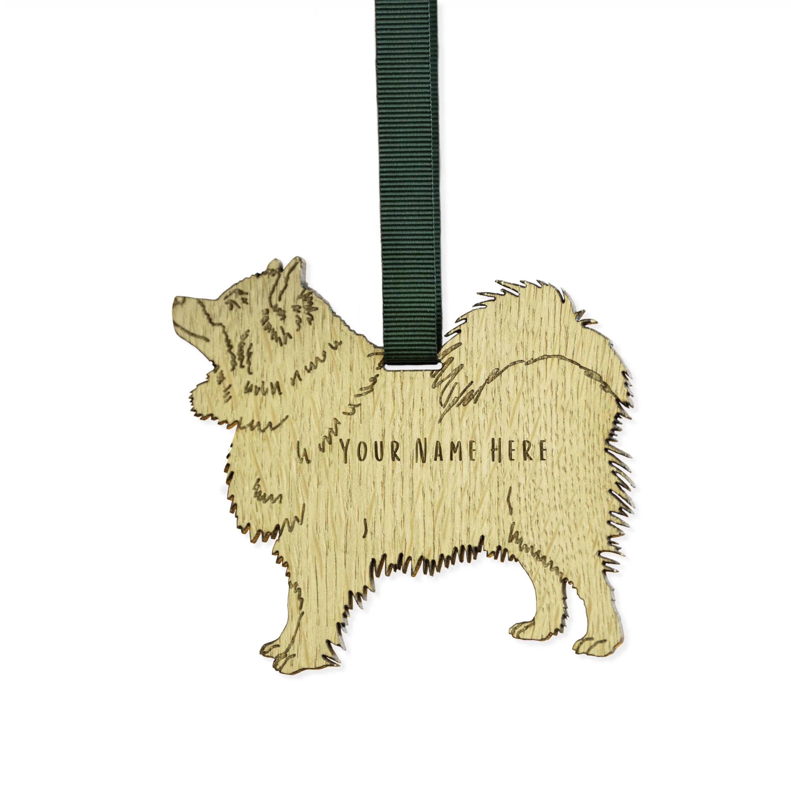 "Manta Makes Personalised Dog Christmas Decorations, wooden dog lover gifts for dog lovers, range of over 50 breeds, personalised pet memorial gifts, best dog Mum gifts (Finnish lapphund or spitz)"