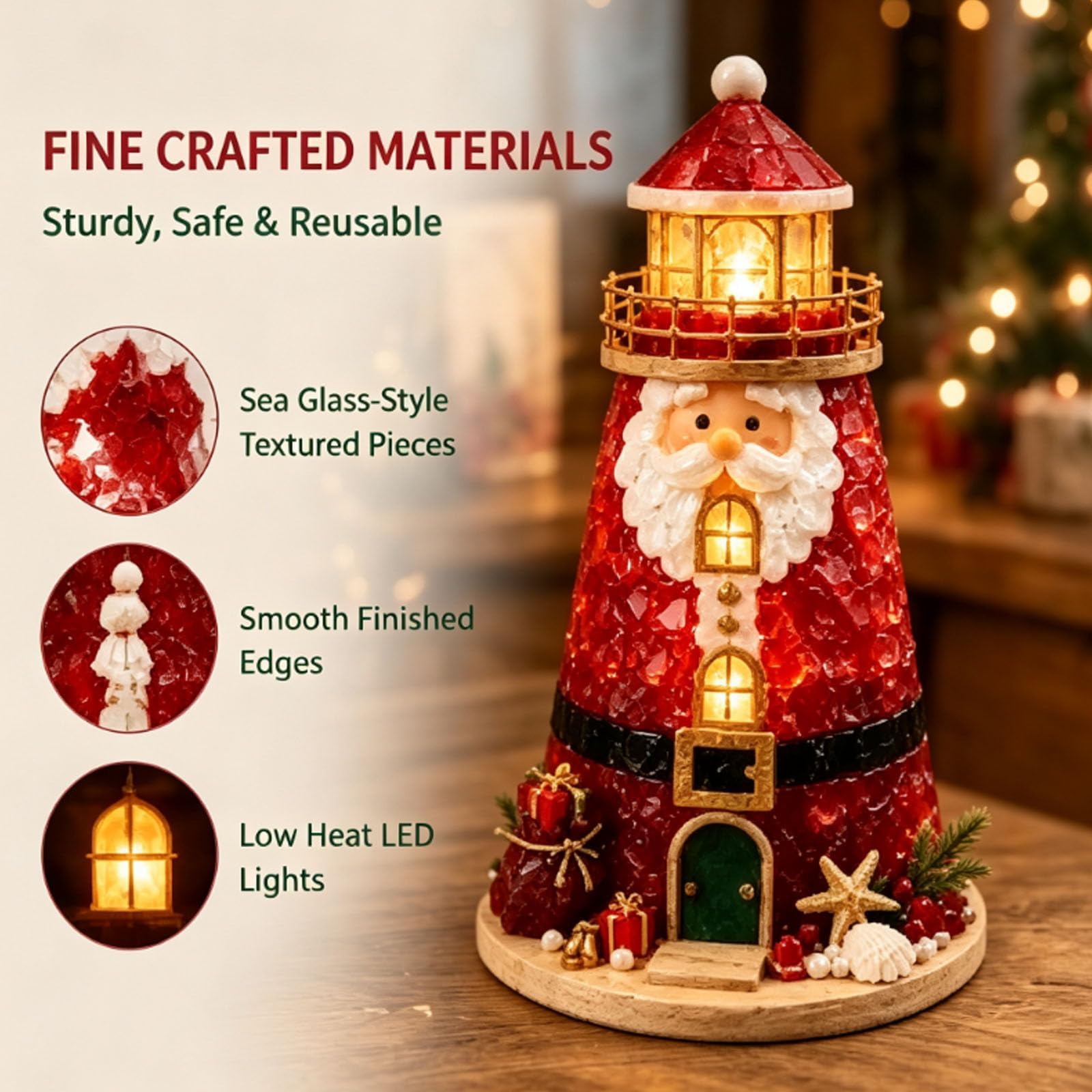 Kit fai da te illuminato per principianti, motivo: faro, in stile vetro marino, luci a LED e guida, 3D fatto a mano per decorare la casa, rosa