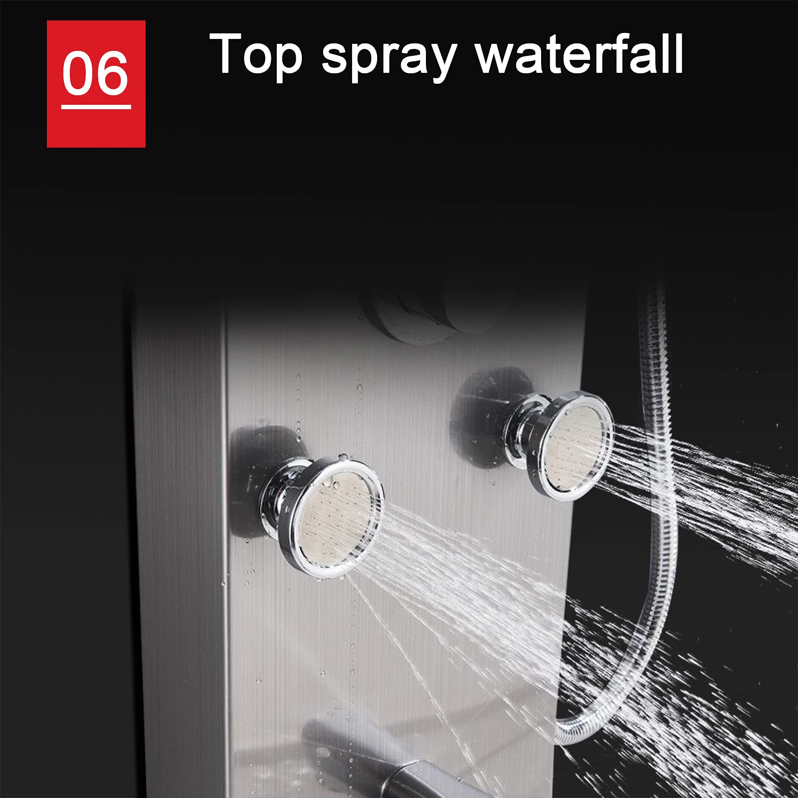 LED Colonna Doccia Idromassaggio Pannello Doccia Set in 304 Acciaio Inox con Miscelatore da Massaggi, Soffione Fisso, Doccetta e Bocca Vasca 5 Funzioni per Bagno