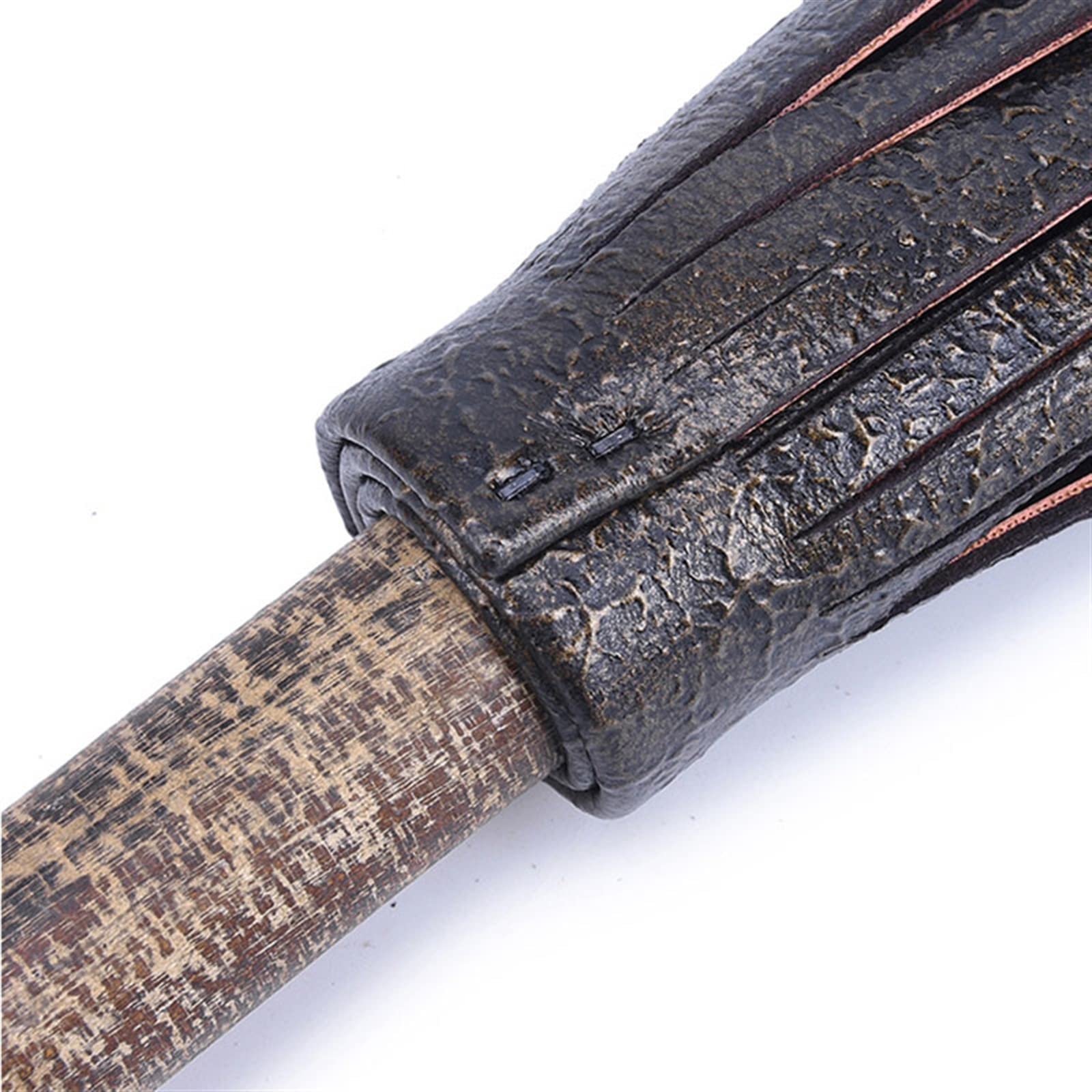 Fouet En Cuir Artificiel Fait Main Avec Manche En Bois - Neuf
