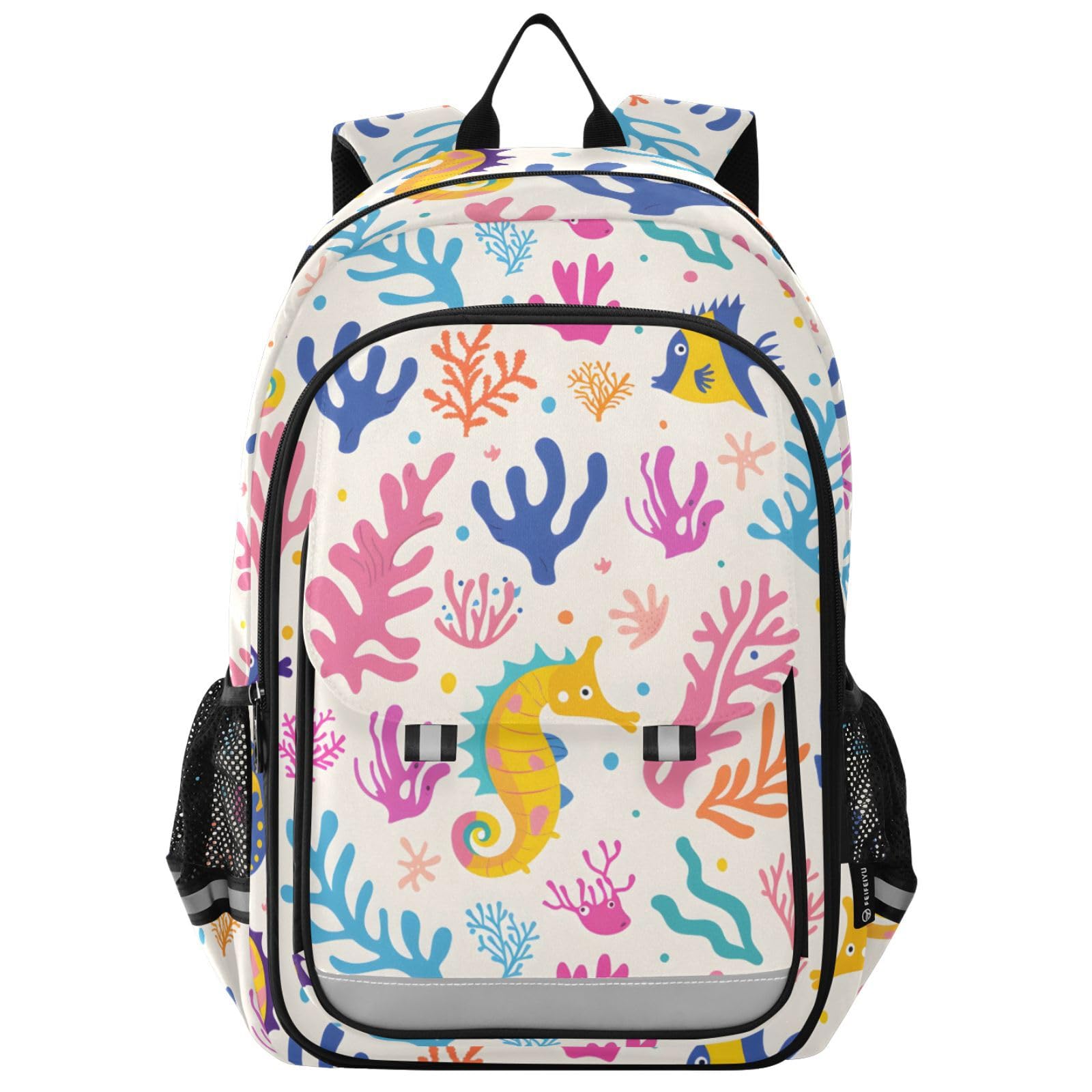 Sac à dos coloré hippocampes pour ordinateur et école - 8