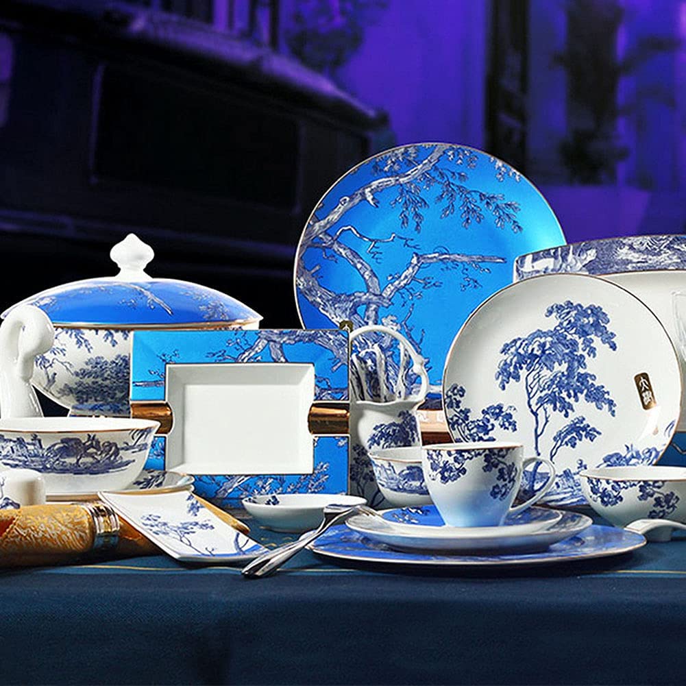 Ensemble de Vaisselle en Porcelaine Anglaise, 62 pièces, Bols, Plats et Baguettes en céramique pour la Maison (Service pour 6 à 8 Personnes) - pour Amis et fami(