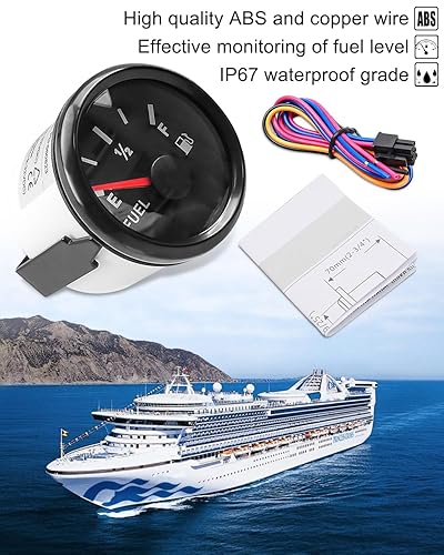 Miniatura 3 de Medidor de nivel de combustible de barco negro 73-10 ohmios (vacío completo) para automóvil marino, RV, yate, motocicleta, automóvil, 2.047 in, 9-32