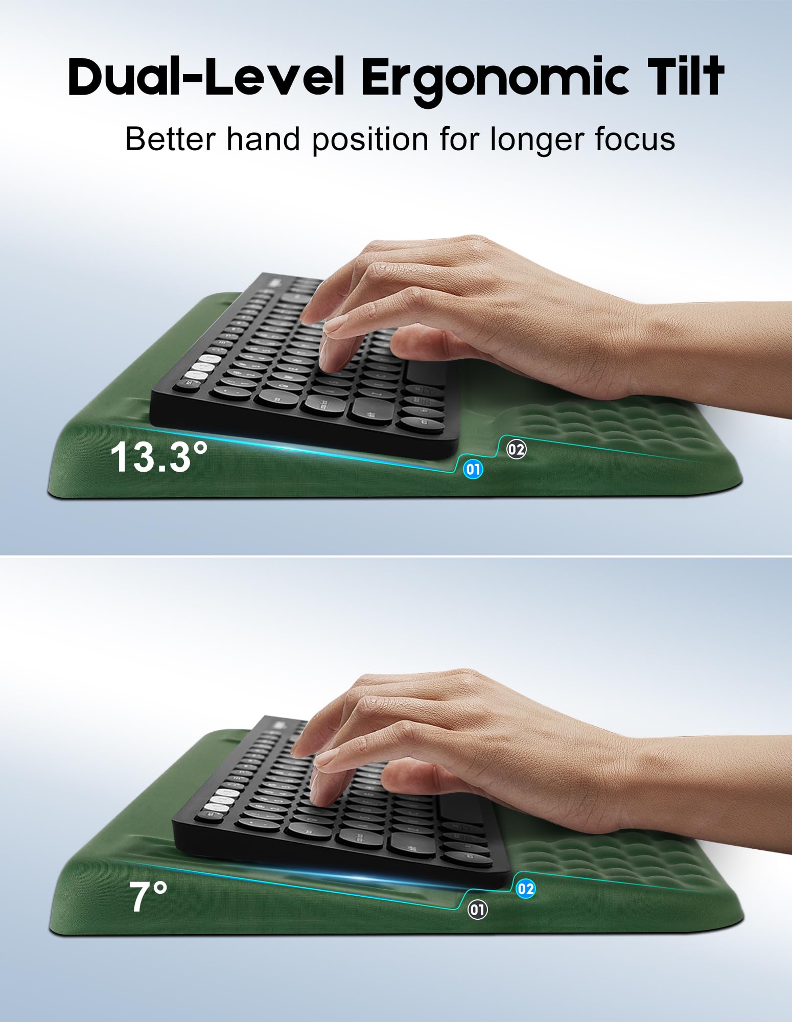 Poggiapolsi con supporto per tastiera e slot portaoggetti, poggiapolsi ergonomico per tastiera del computer, in morbida memory foam, base antiscivolo, vassoio per tastiera con supporto per il