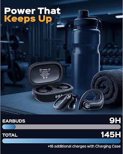 Miniatura 5 de TREBLAB X3 Pro - Ganchos para los oídos ultra cómodos, sonido puro HD, graves intensos, batería de 145 horas, auriculares Bluetooth impermeables y